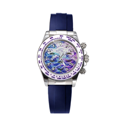 BREITVACHER Great Wave Chronograph - blue purple wave front view packshot