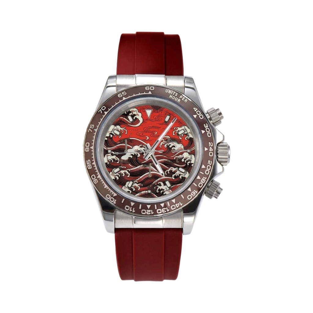BREITVACHER Great Wave Chronograph - red wave front view packshot