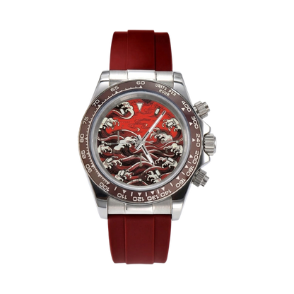 BREITVACHER Great Wave Chronograph - red wave front view packshot