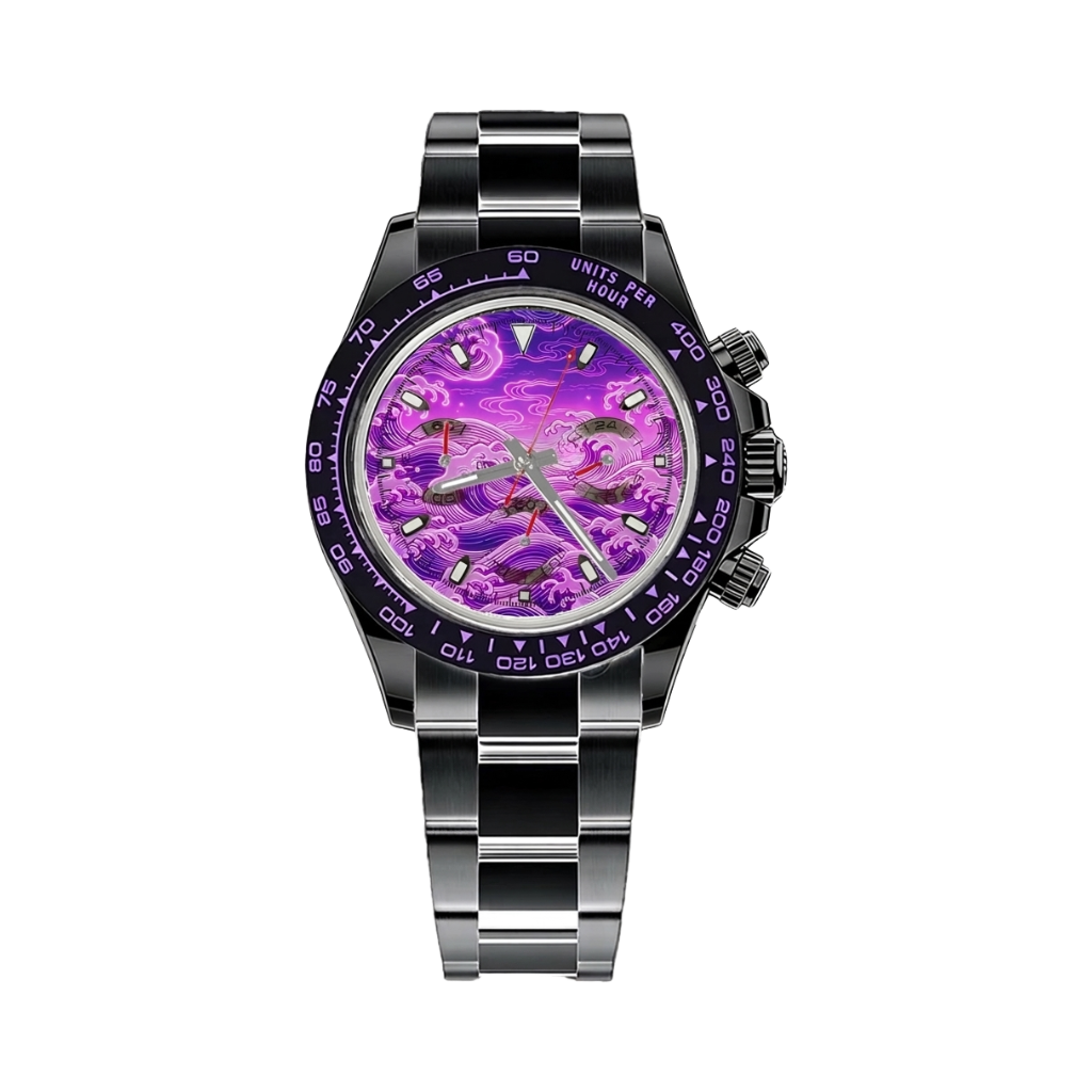 BREITVACHER Great Wave Chronograph - purple wave black pvd front view packshot