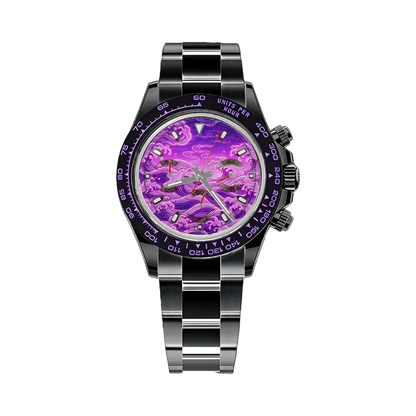 BREITVACHER Great Wave Chronograph - purple wave black pvd front view packshot