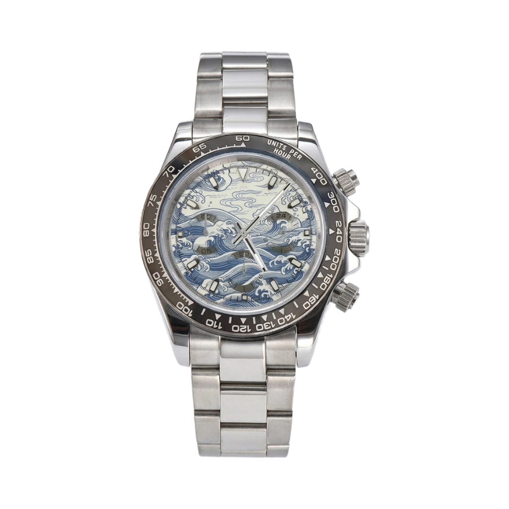 BREITVACHER Great Wave Chronograph - blue wave front view packshot
