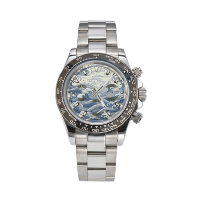 BREITVACHER Great Wave Chronograph - blue wave front view packshot
