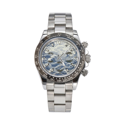 BREITVACHER Great Wave Chronograph - blue wave front view packshot