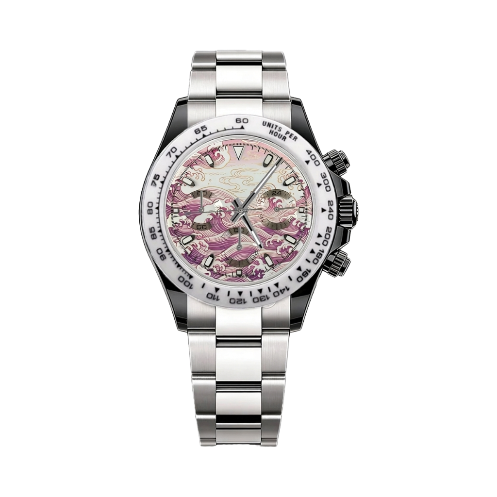 BREITVACHER Great Wave Chronograph - pink wave front view packshot