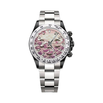 BREITVACHER Great Wave Chronograph - pink wave front view packshot