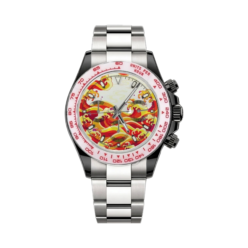 BREITVACHER Great Wave Chronograph - red koi front view packshot