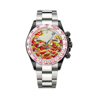 BREITVACHER Great Wave Chronograph - red koi front view packshot