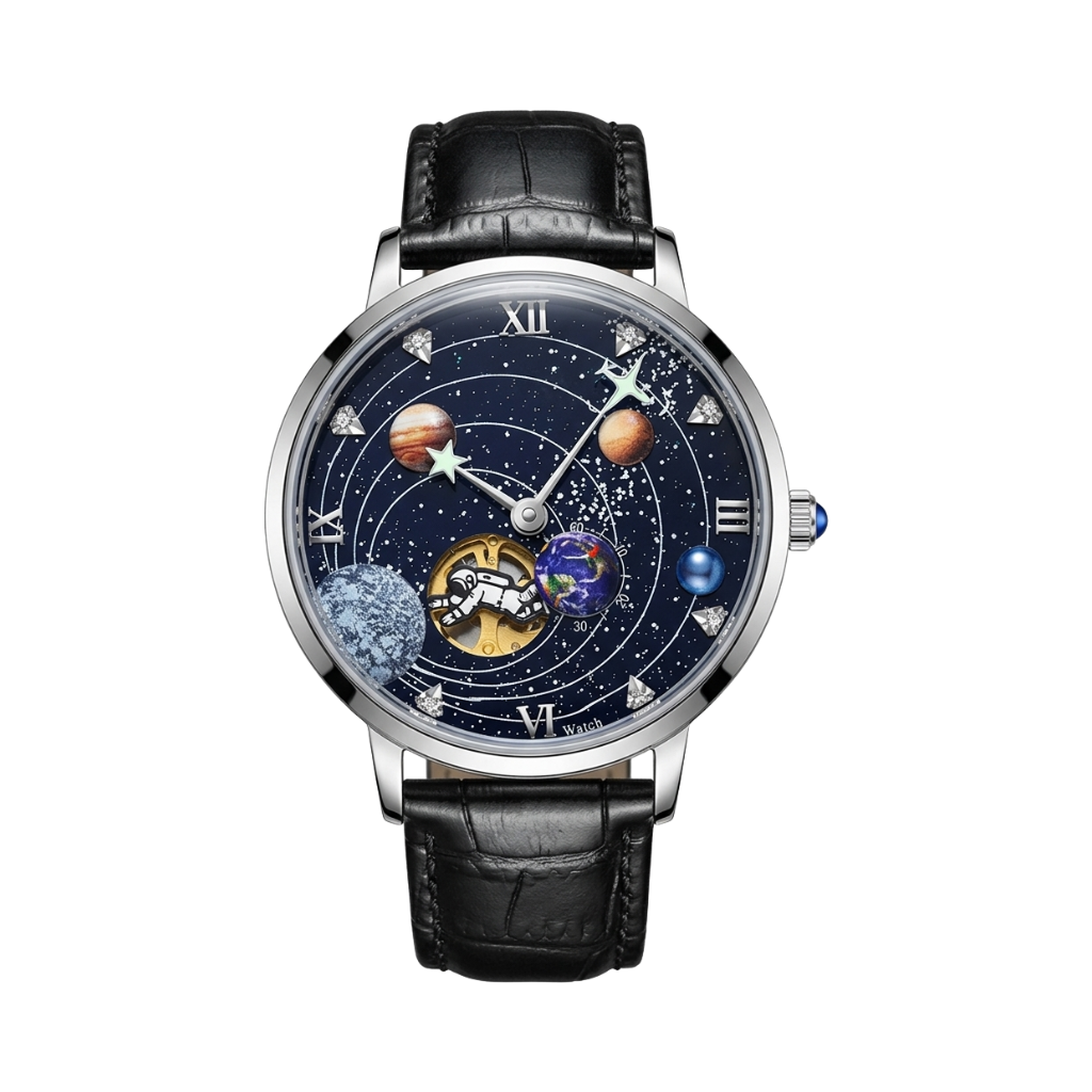 BREITVACHER Solar System - Automatic Space Watch with Open-Heart Planet Dial