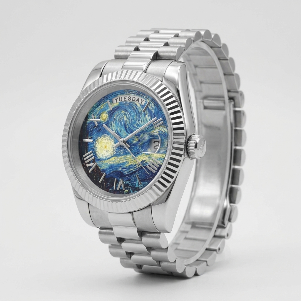 BREITVACHER Van Gogh Day-Date - three-quarter case view