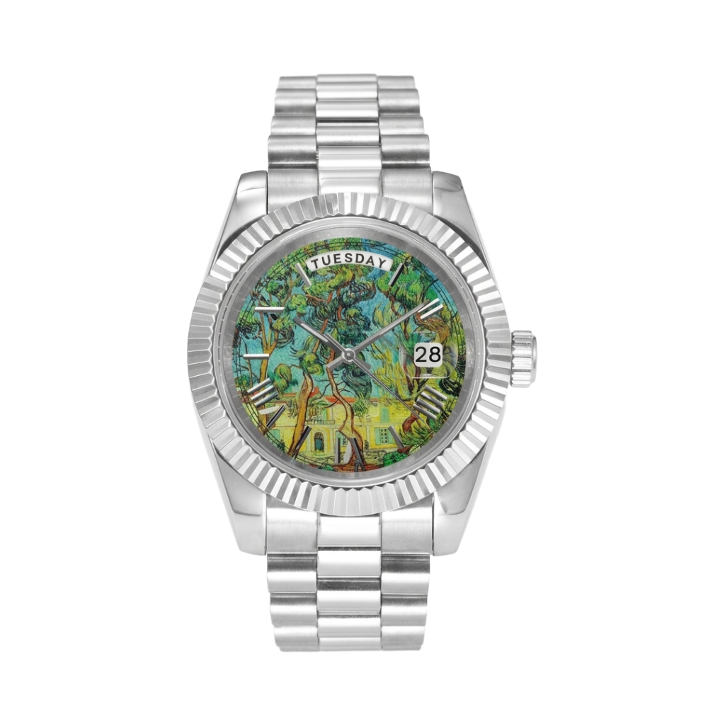 BREITVACHER Van Gogh Day-Date - saint-paul garden front view packshot