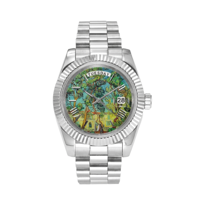 BREITVACHER Van Gogh Day-Date - saint-paul garden front view packshot