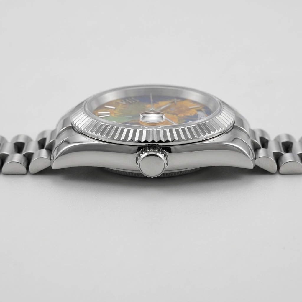 BREITVACHER Van Gogh Day-Date - side profile case crown