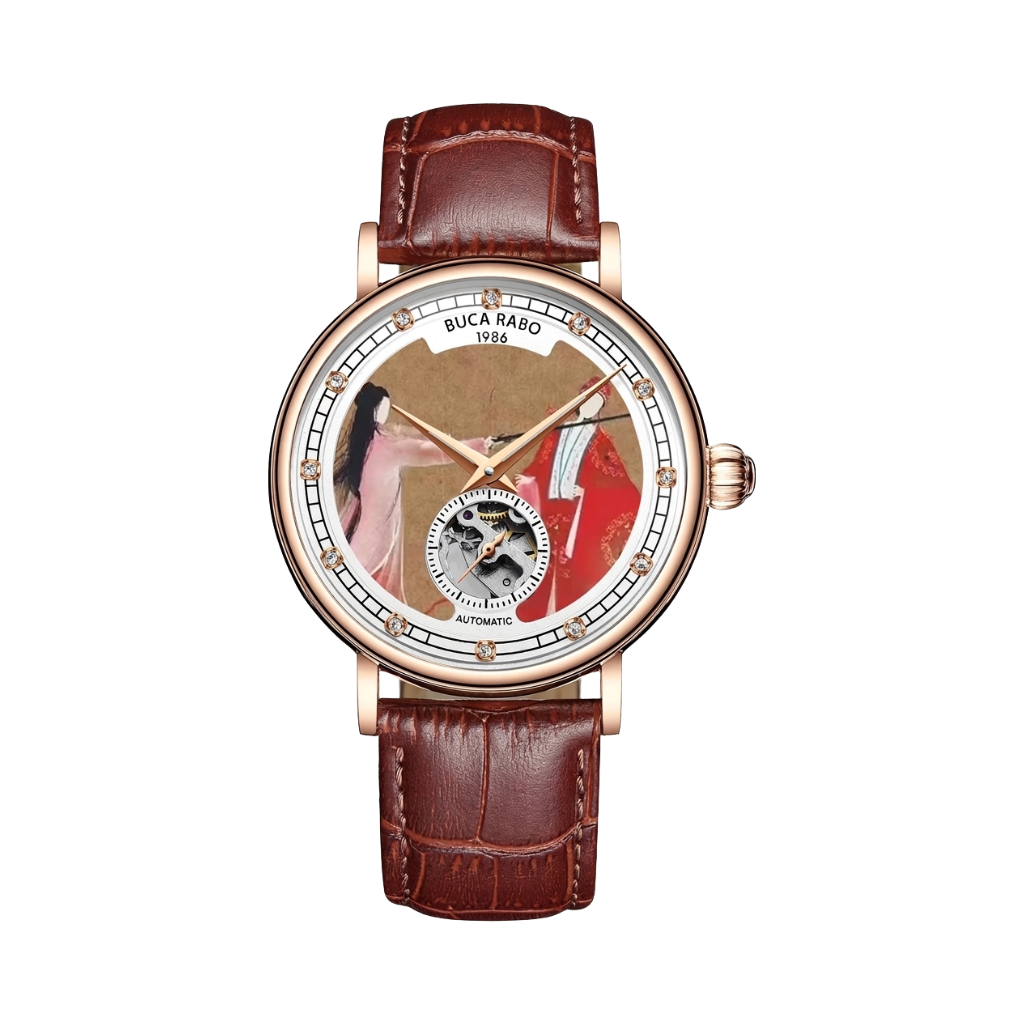 BUCA RABO NHCO-DHXY - Open Heart Automatic Watch with Painted Sword Scene Dial