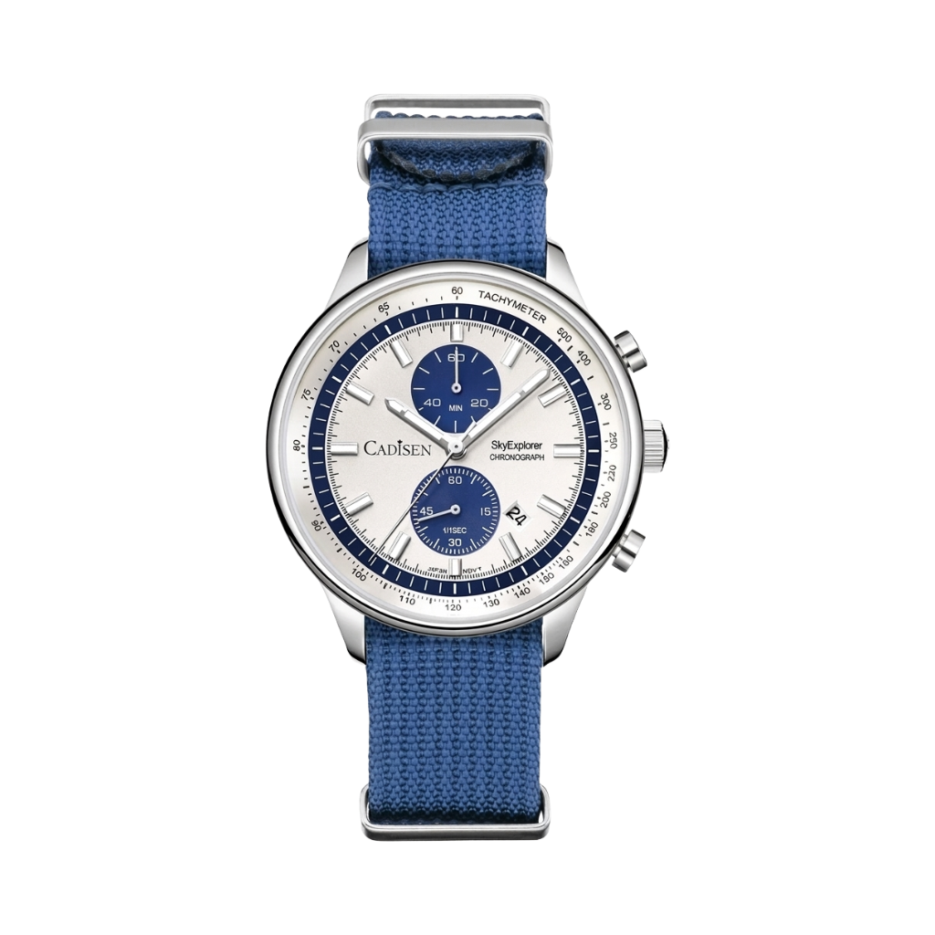 CADISEN C7066 - white dial blue strap front view packshot