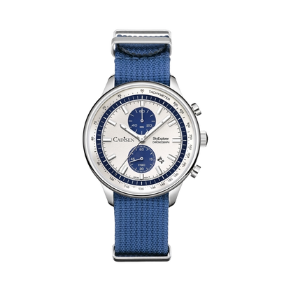 CADISEN C7066 - white dial blue strap front view packshot