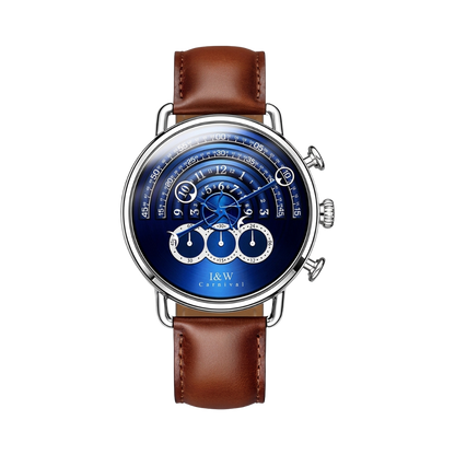 CARNIVAL 8816G - blue dial brown strap front view packshot