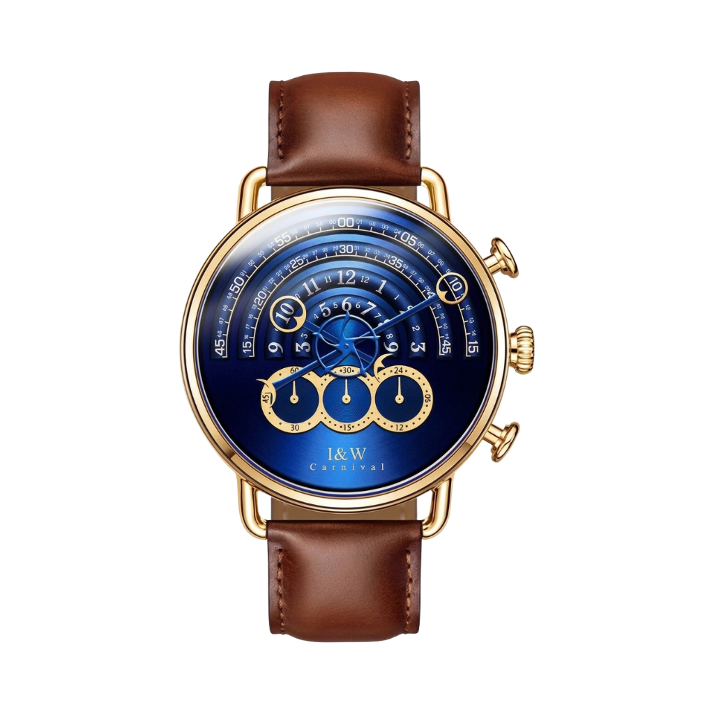 CARNIVAL 8816G - gold case blue dial front view packshot