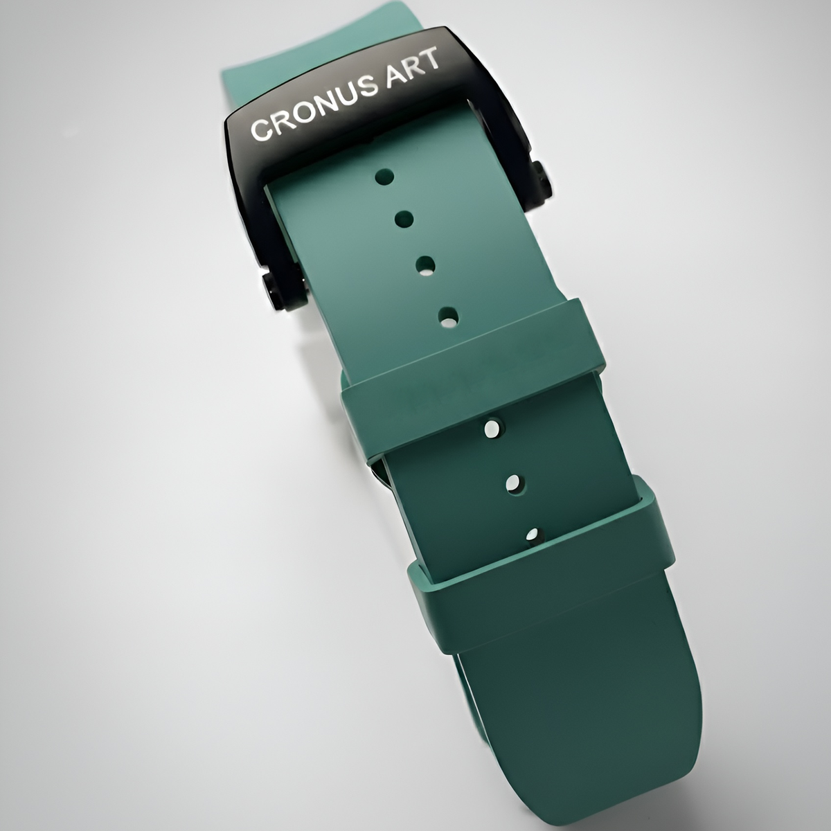 Fluororubber strap detail on Cronusart CM001-10A sapphire chronograph watch with secure buckle