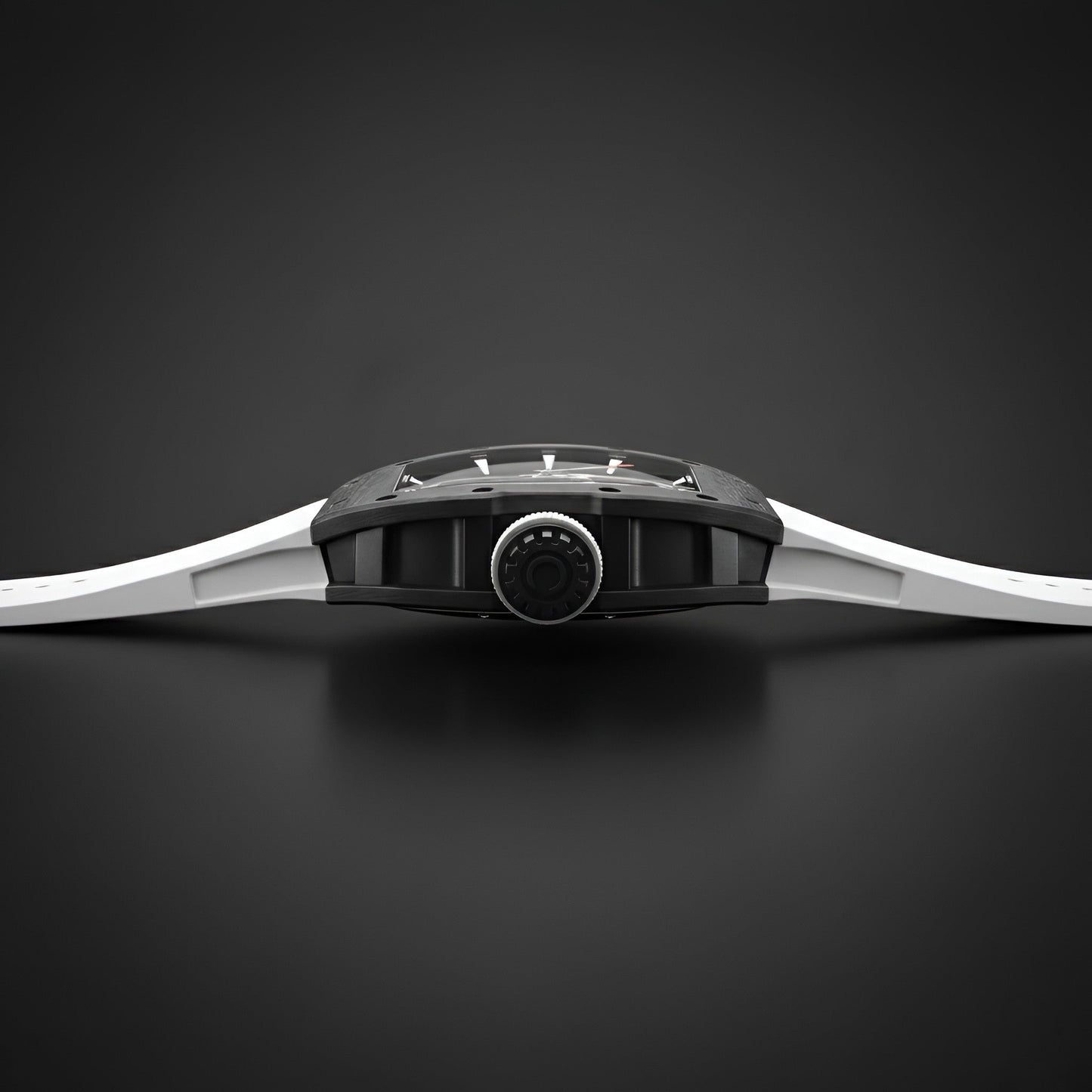 Side profile of CRONUSART CM002-033 men automatic watch showing carbon fibre tonneau case thickness