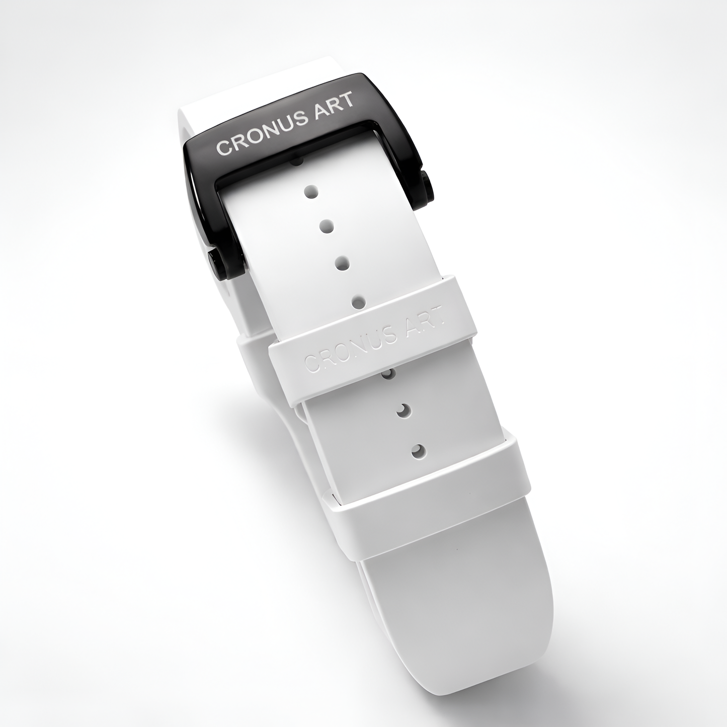 Cronusart CM002-036 - White watch strap with black buckle on a white background