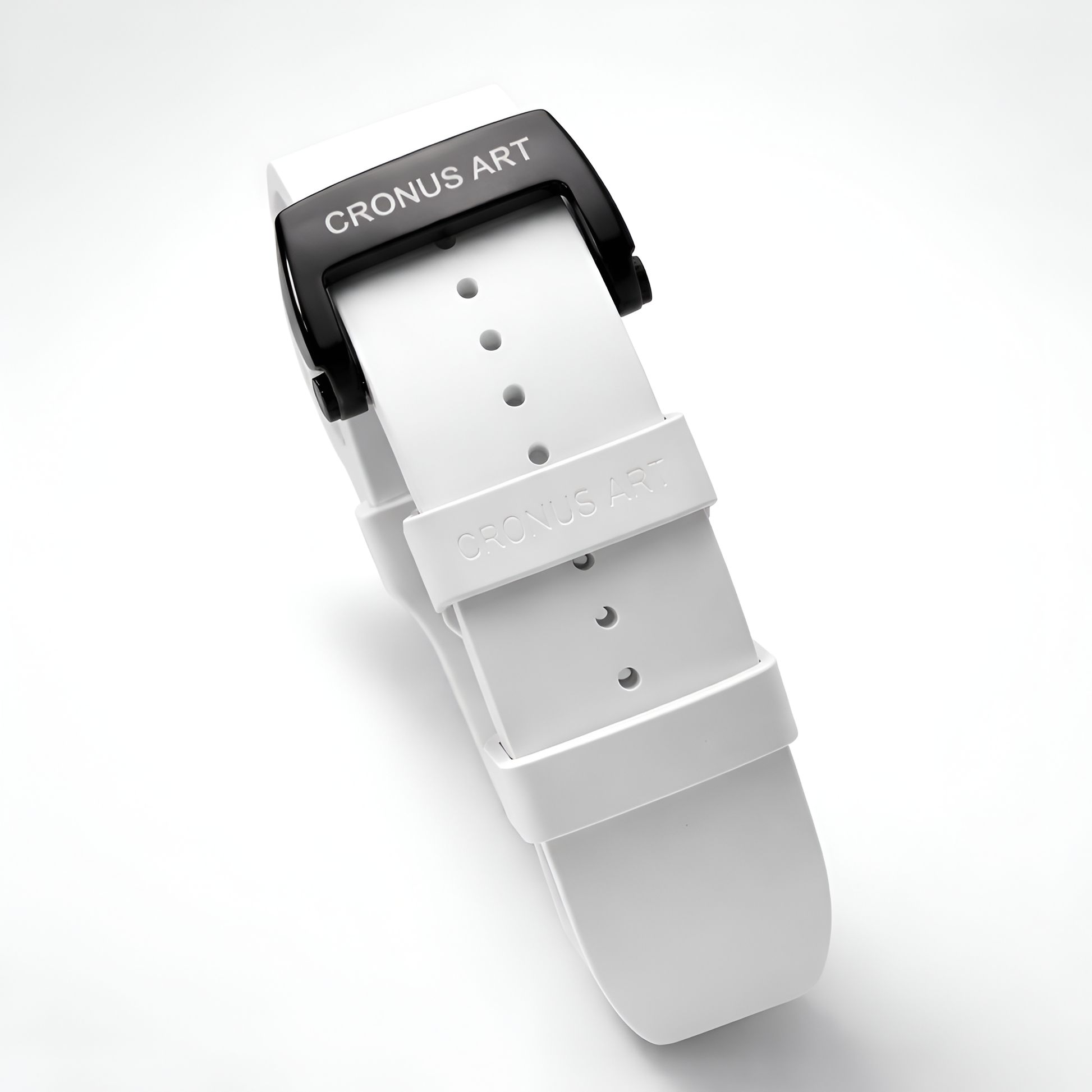 Cronusart CM002-036 - White watch strap with black buckle on a white background