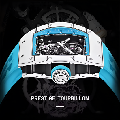 Cronusart CM002-078 - Close up view of rotating tourbillon cage on automatic luxury watch