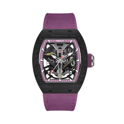 CRONUSART CM002-083 - Industrial design automatic watch with skeleton dial, carbon fiber case, and high-visibility mechanical layout