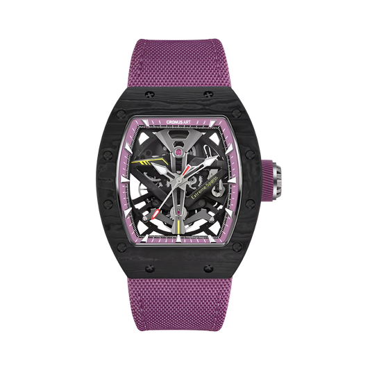 CRONUSART CM002-083 - Industrial design automatic watch with skeleton dial, carbon fiber case, and high-visibility mechanical layout