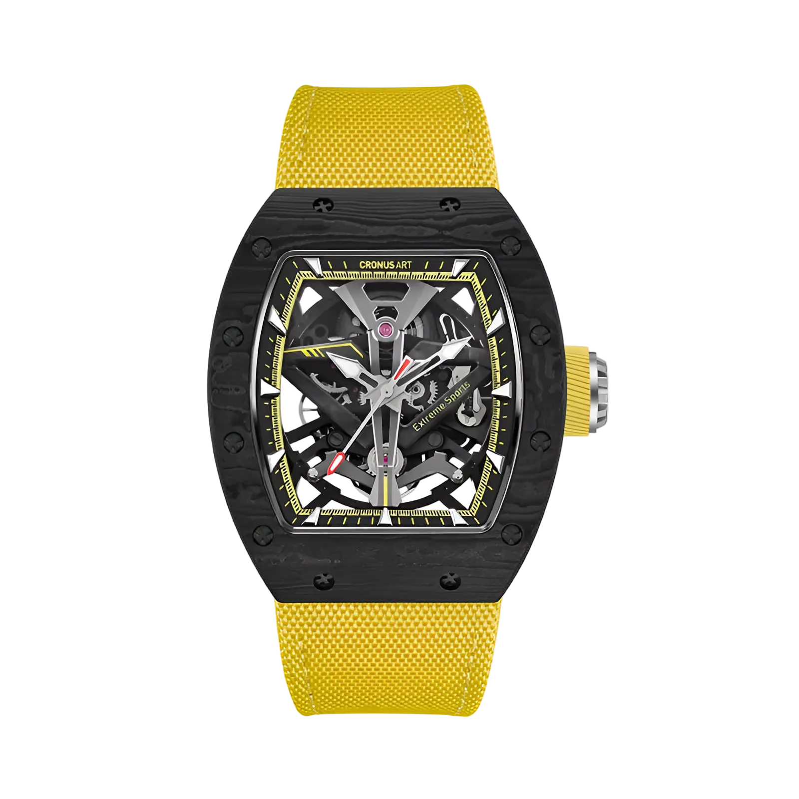 CRONUSART CM002-083 - Carbon fiber skeleton automatic watch featuring tonneau case geometry and exposed mechanical movement