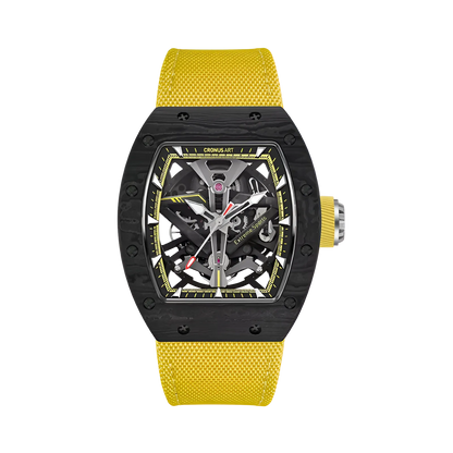 CRONUSART CM002-083 - Carbon fiber skeleton automatic watch featuring tonneau case geometry and exposed mechanical movement