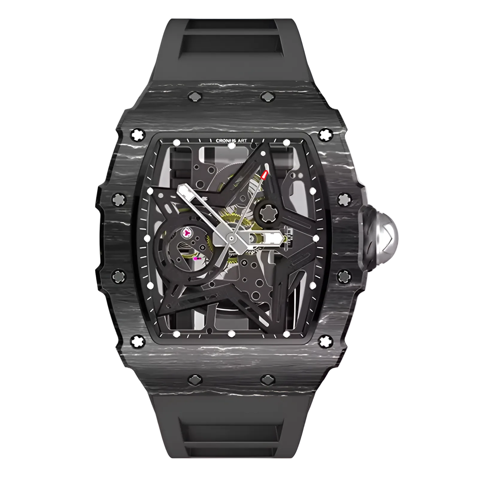 Cronusart CM002-13A - Carbon fiber skeleton watch with NTPT case and black dial, automatic high beat movement