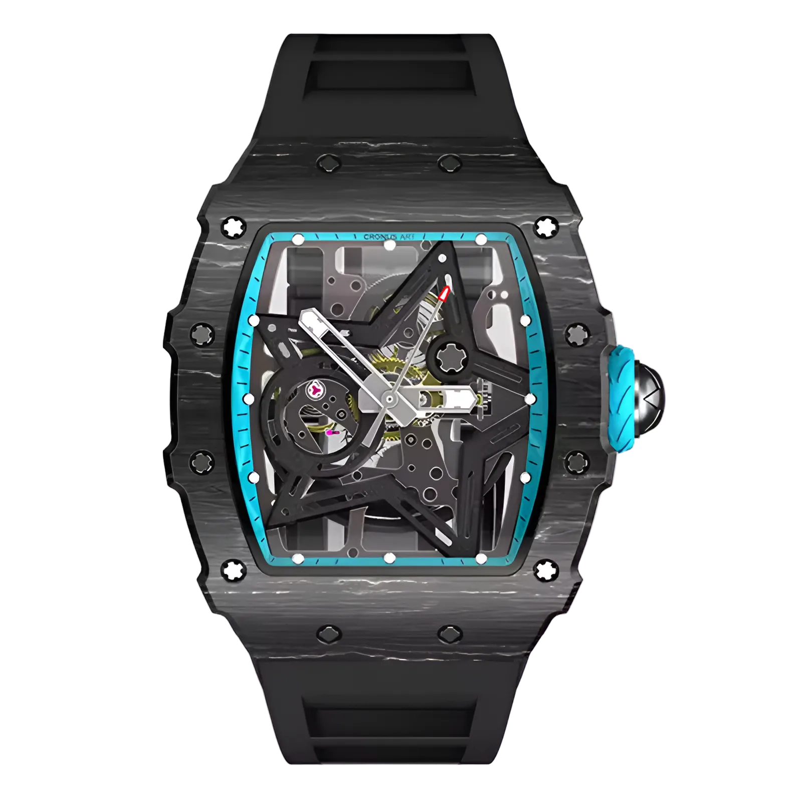 Cronusart CM002-13A - NTPT carbon fiber skeleton watch with blue accent dial and automatic high beat movement