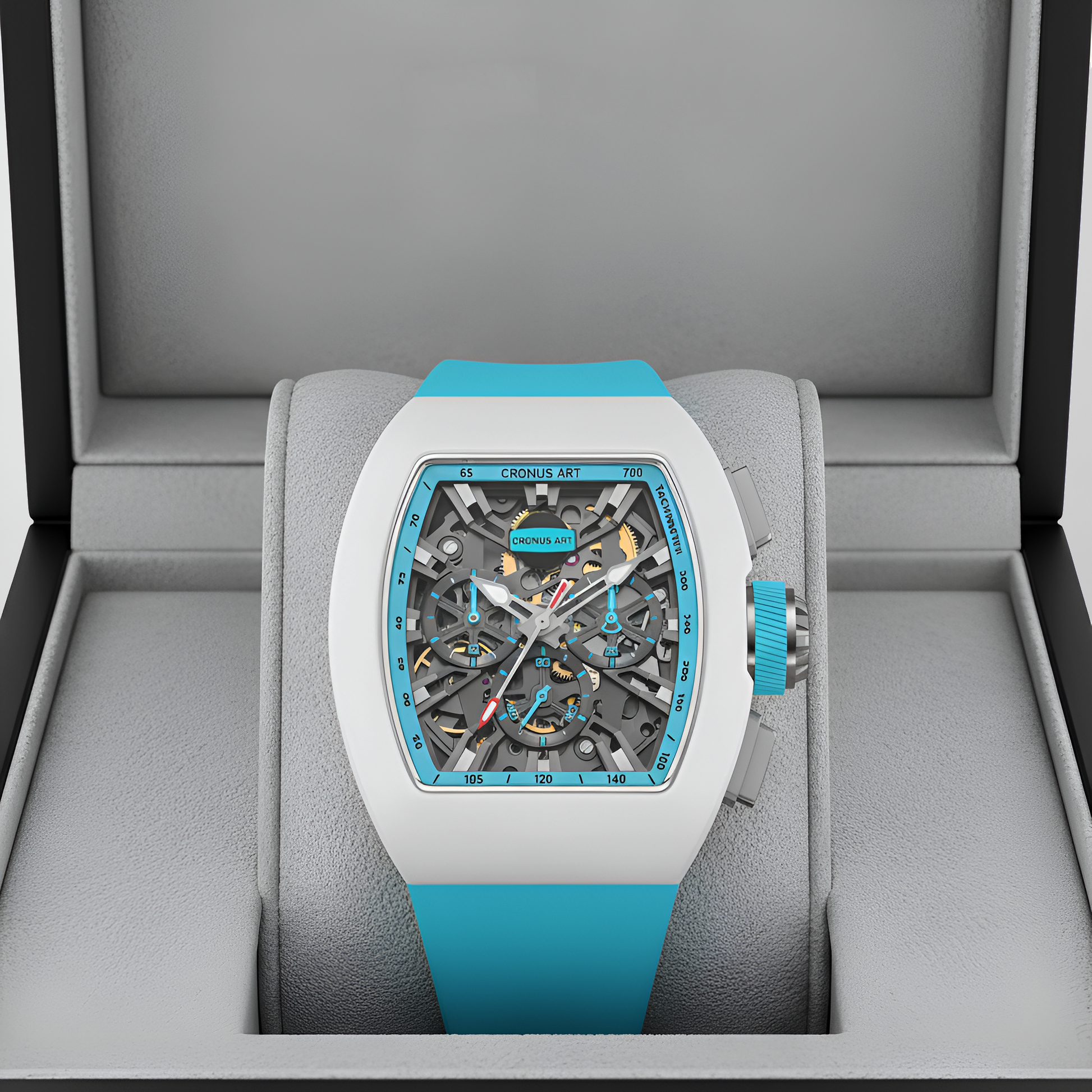 CRONUSART CM011-009 - 50mm Tonneau Automatic Watch in Carbon Steel in the Box