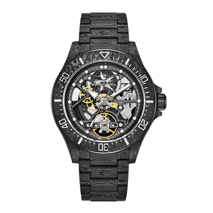 CRONUSART CM016-026 - Luxury automatic skeleton watch in NTPT carbon fiber with luminous dial and visible mechanical movement