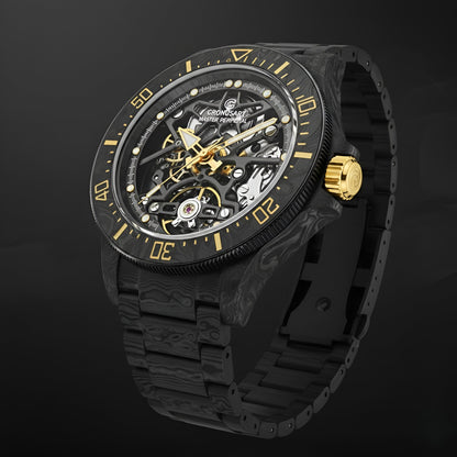 CRONUSART CM016-026 - Men Automatic and Mechanical Watch in NTPT Carbon side angle