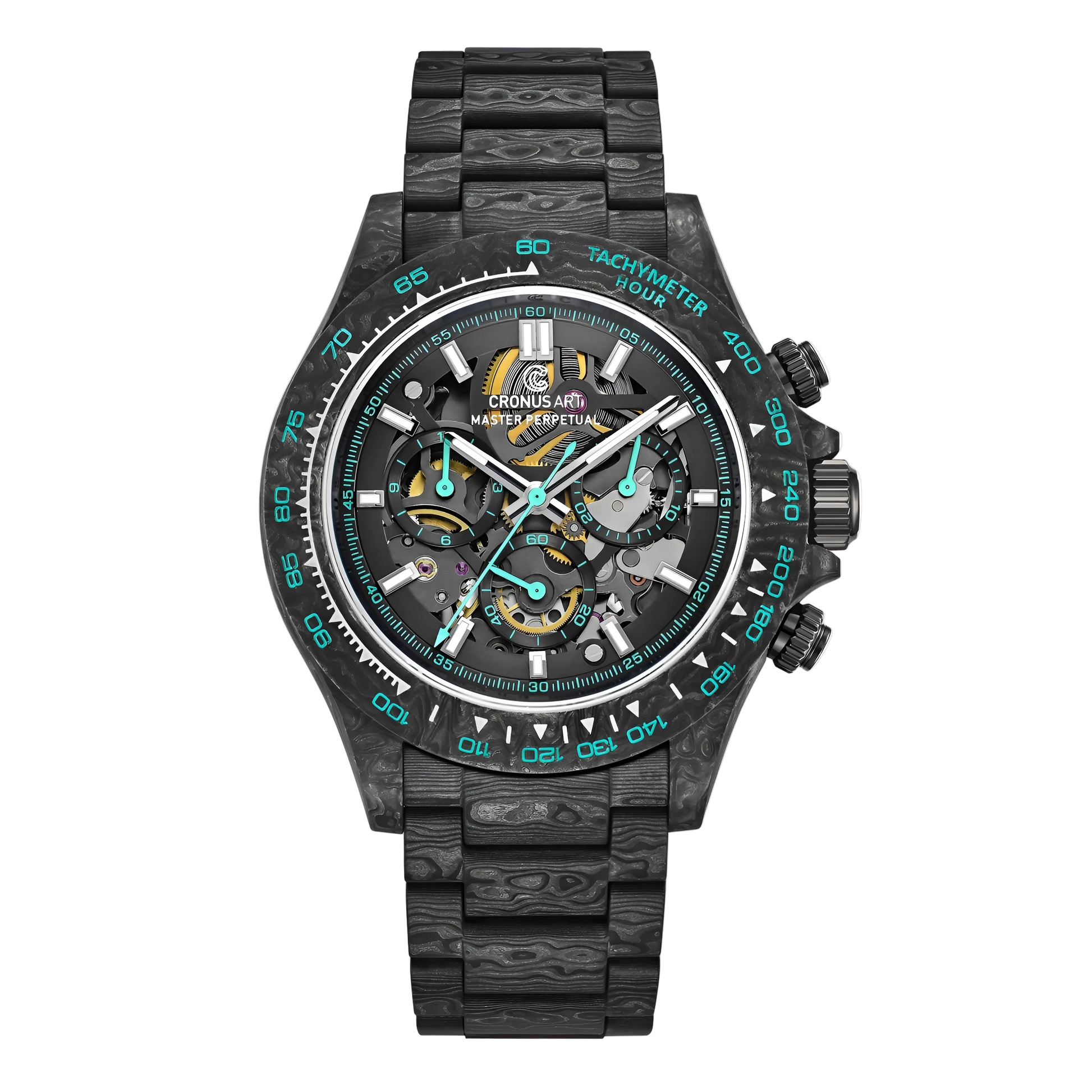 CRONUSART CM016-027 - automatic chronograph watch with carbon fiber case and sport rubber strap