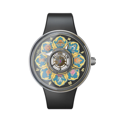 CRONUSART CM023-008 - Titanium automatic tourbillon watch for men featuring skeletonized movement, tangka enamel artistry and 120 hour kinetic autonomy