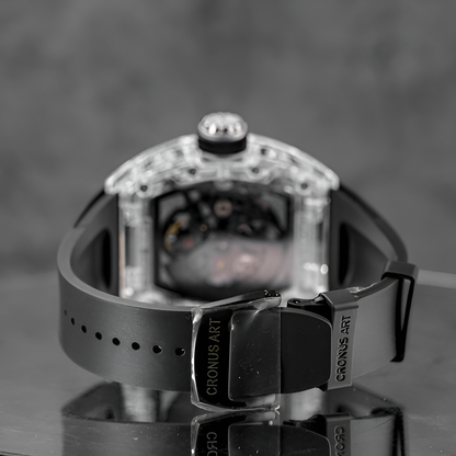 CRONUSART CM08 021 fluororubber strap buckle close up showing clasp finish and secure fastening