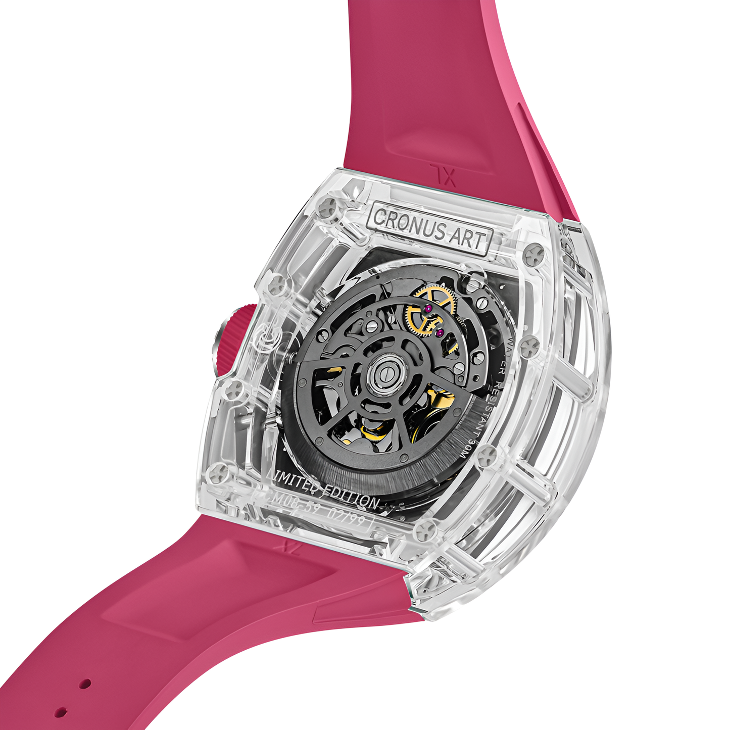 CRONUSART CM08-059 - Automatic mechanical chronograph with transparent case and visible movement, showcasing its limited edition status