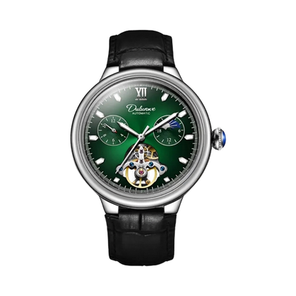 DULUNWE 48905 - green dial black leather front view packshot