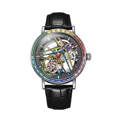 Dulunwe 6057A - black dial leather front view packshot