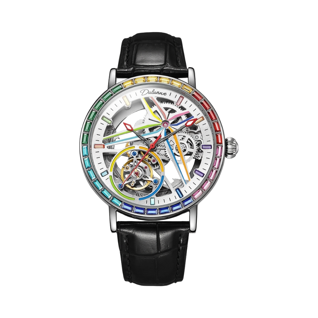 Dulunwe 6057A - white dial leather front view packshot