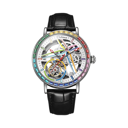 Dulunwe 6057A - white dial leather front view packshot