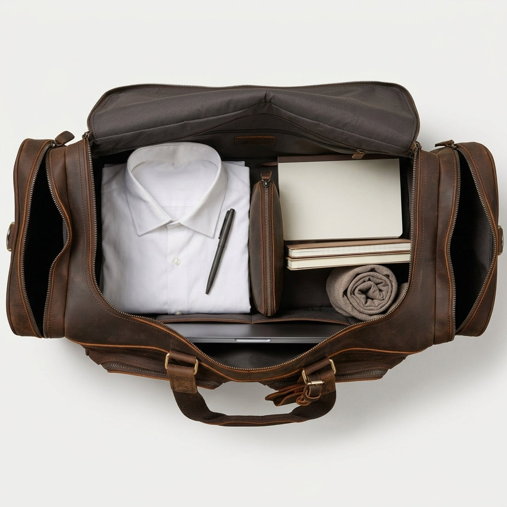 Men's Crazy Horse Leather Travel Duffle Bag breitvacher