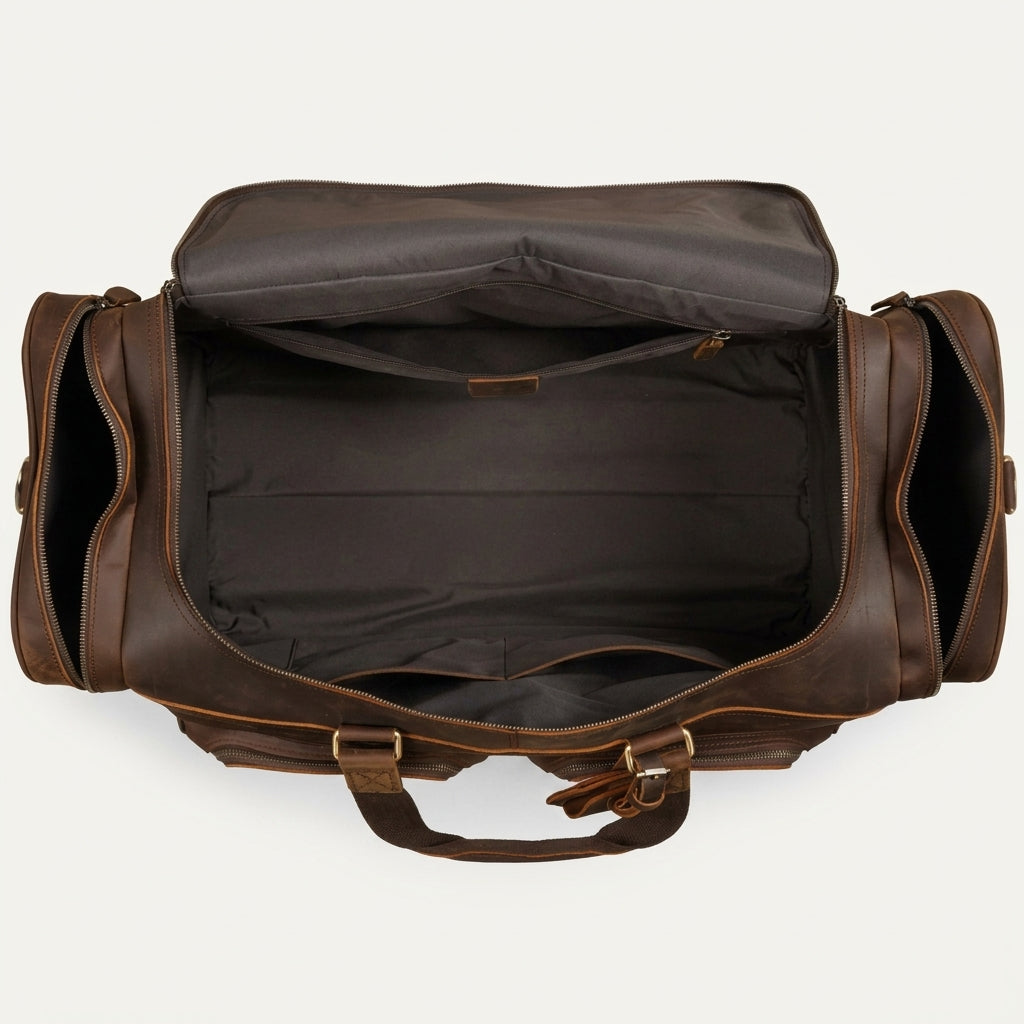 Men's Crazy Horse Leather Travel Duffle Bag breitvacher