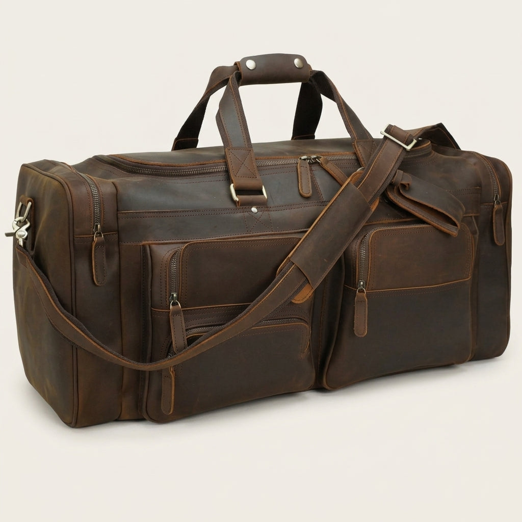 Men's Crazy Horse Leather Travel Duffle Bag breitvacher