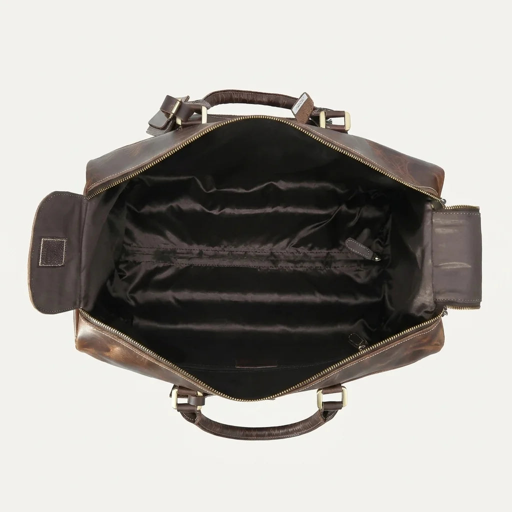Genuine Leather Duffle Bag - Wheels, Vintage, Travel, Quiet Luxury