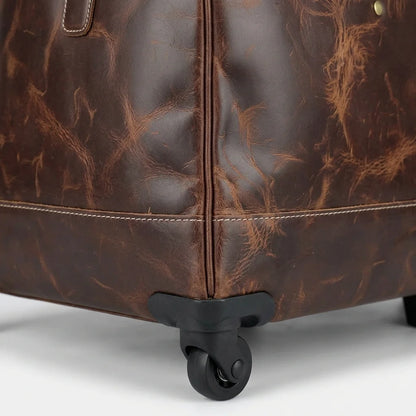Genuine Leather Duffle Ba - dark brown leather, luxury corner, premium detail
