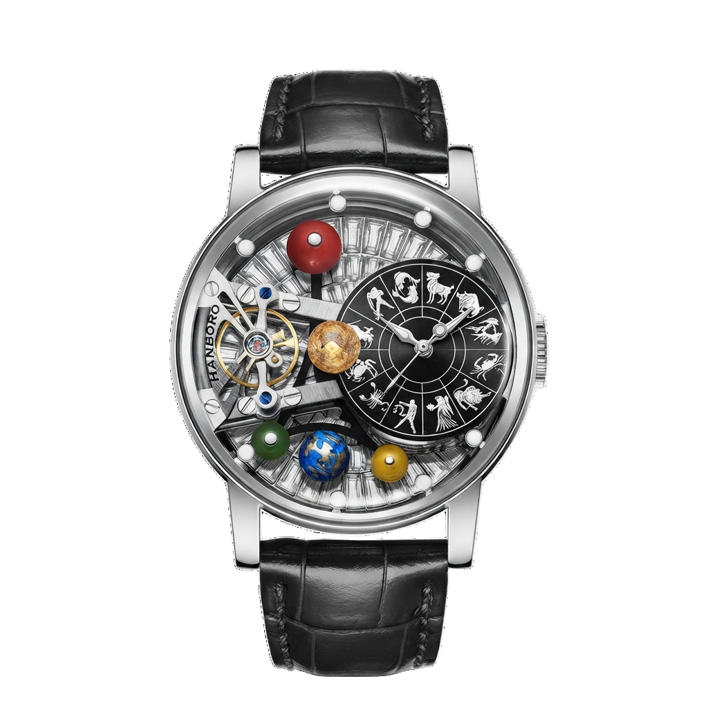 HANBORO B1027 - silver black dial front view packshot